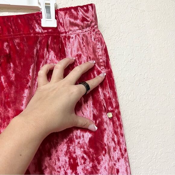 Fabletics Go-To Crushed Velour Wide Leg Pant Women's Size 2XL Strawberry Red - Picture 2 of 6